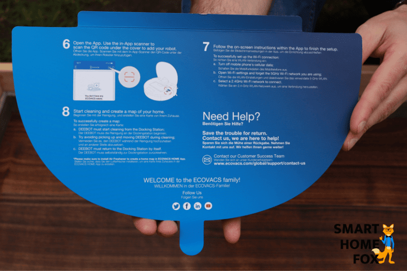 Schnellstartanleitung des Ecovacs Deebot T9 in der Nahansicht